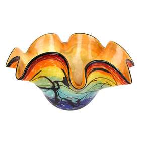 Murano 769076019612 Allura Style Art Glass Floppy 15 Inch Centerpiece Bowl