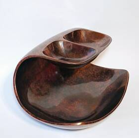 Mt0261-2010 Namb 0261-2010 Nambe Wei Young Double Dip Server #mt0261-2010 Bronze Finish Entertaining Piece