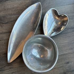 569b Namb Nambe Butterfly Collection Serving Bowl Quart Silver Mixed Lot Odd Rare Vintage