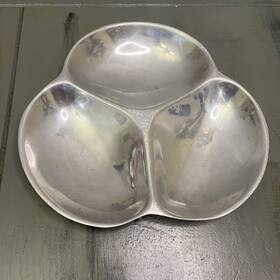 589-a Namb Nambe Bowl #589a 3 Section Divided Heavy Serving Snack Dish 11 Inch Oven Safe