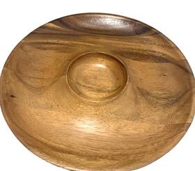 Aml01-570 Namb Nambe Wood Chip And Dip Bowl Serving Tray
