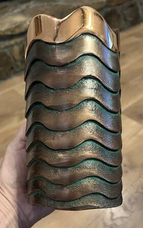 Mt0145 Namb Nambe 2009 Lisa Smith Copper Canyon Collection Steel Wine Chiller Vase