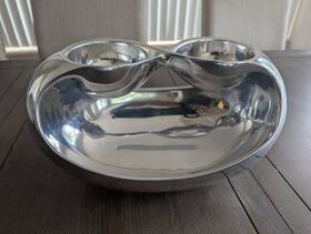 Mt0515 Namb Nambe Wei Young Design Infinity Collection Double Dip Server Bowl Silver