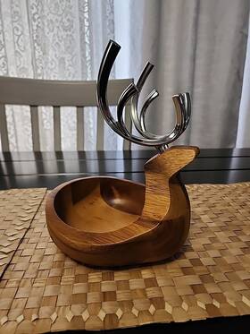 Chrome7 Namb Mt0887 Nambe Reindeer Candy Dish Acacia Wood And Inch L X 6 W 9 H