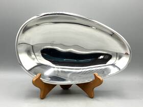 Mt1077 Namb Nambe 2017 Metal Varo Egg Shaped Oval Serving Dish Bowl 10 3/4 Inch