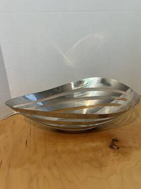 Mt1192 Namb Nambe Pulse Collection Bread And Fruit Serving Bowl Stainless Steel Silver