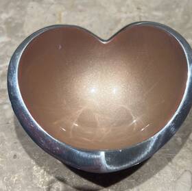 Mto136 Namb Nambe Sean O Hara Heart Love Bowl Alloy Metal 4.5 Inch Silver Pink