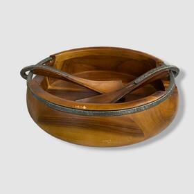 Nambe 672275309036 215 Brown Anvil Large Salad Bowl With Servers