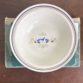 Newcor 5003m Floral Bird Stoneware Cereal Bowls Set Of 4 Vintage Cottagecore Kitchen