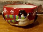 Nicholas Square Jolly Dip Bowl Red Snowman Penguins Excellent