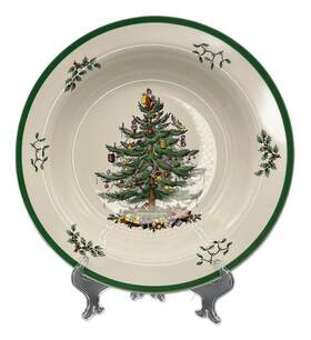 S3324 Nikko Spode Christmas Tree Pasta Serving Bowl England Vtg - Set Of 2