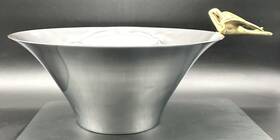 100004 Nima Oberoi Lunares Dove Large Decorative Bowl In Silver Gold