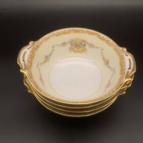 1933 Noritake 3843 Vintage China Rim Soup Bowls Set Of 4 Mirabelle #3843