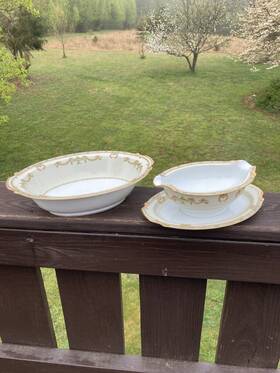 3852 Noritake Antique 1926-33 Lorento Pattern Oval Vegetable Bowl And Gravy