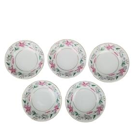 5213 Noritake Vintage Constance Fruit Dessert Bowl Set Of 5 Rare Pink Flowers