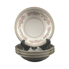 5433 Noritake Berry Sauce Bowls Set Of 4 Vtg Dark Pink And Gray Floral Japan
