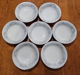 5858 Noritake Set Of 7 Blueridge Soup Bowl 1/2 Inch Blue White Japan Floral