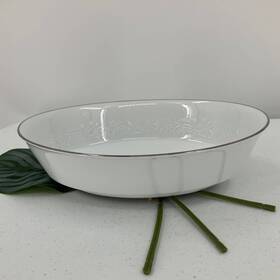 6450aq Noritake Vintage White Platinum Trim Floral Flower 6450q Reina Oval Serving Bowl