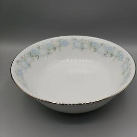 6978 Noritake Blue Charm Round Serving Bowl #6978 Daisy Flower Floral Platinum Edge