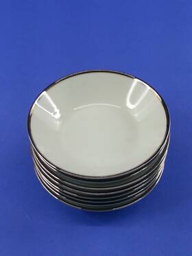 6981 Noritake 7 Piece Pilgrim 5.5 Inch Berry Bowls White Platinum Rim