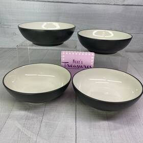 8034 Noritake Colorwave Graphite Black White Stoneware Soup Cereal Bowls Set 4