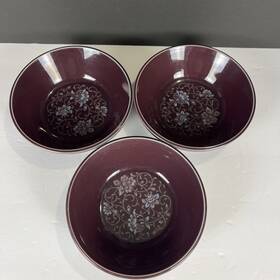 Noritake 8317 Vtg Primastone Fantasy 6.5 Inch Coupe Cereal Bowls Set Of 3 Purple