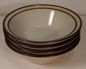 8959 Noritake Primastone Genuine Stoneware 6.5 Inch Ceral Bowls 4 Japan Brown And White