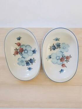 B301w10 Noritake Vintage Glimmer By Versatone Nortake Oval Serving 2 Bowls 8.5 Inch Japan