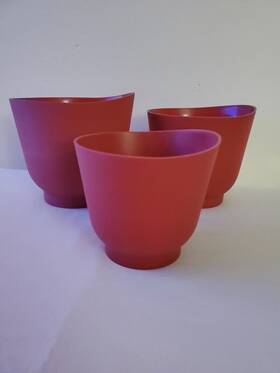 1019r Norpro 3 Piece Silicone Bowl Set Red 6 X 5.5 4.5 Inches Used