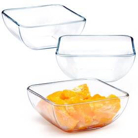 Nutriups 788135748607 6inch Glass Bowl Set Of 3 Square Fruit Bowls Microwave And Oven Safe