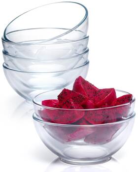 Blw00 Nutriups 6 Inch Glass Bowls Small Bowl Set Pack Clear Tempered Cereal