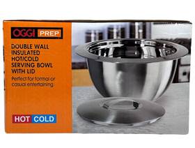7568 Oggi Double Wall Serving Bowl Insulated Hot/cold 2 Quart With Lid Model #7568