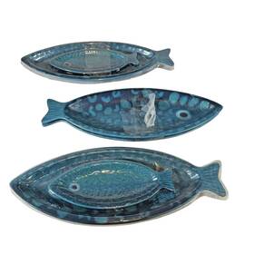 Opalhouse 191908480657 Plates Fish Blue Melamine Nesting Platters Coastal Tropical Decor Lot