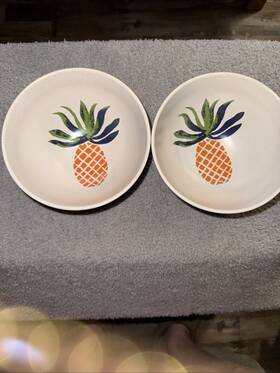 Opalhouse 191908494135 Melamine Pineapple Salad Cereal Bowls Green Orange White Set/2