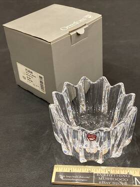 4514-11 Orrefors Vtg Jan Johansson Fleur Crystal Candy Bowl 4-5/8 Inch X3-1/8 Sweden 4514/11