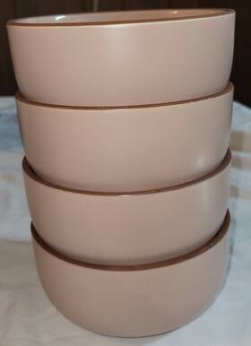 Our Place 674012464367 Stackable Bowls - Set Handcrafted Ceramic Coriander Pink