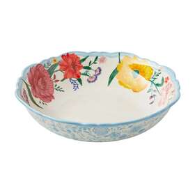 Pws310011172710 Over And Back Pioneer Woman Stoneware Bowl Floral Serving Dish White