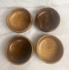 Pacific Merchants 735343154324 Set Of 4 Acaciaware Acacia Wood Round Calabash Bowl 4-inch