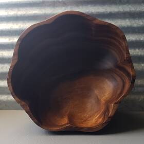 K0478 Pacific Merchants Acacia Ware Wood 10 Inch X 4 Round Flared Bowl Beautiful