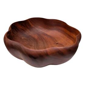 K0479 Pacific Merchants Acacia Serving Bowl Brown Wood Round Flared Acaciaware 12 Inch