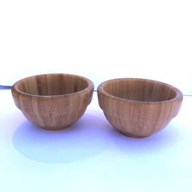 0212 Pampered Chef Bamboo Wood Small Snack Bowls Set Of 2