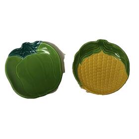 0708b Pampered Chef Set Of 2 Yellow Corn Green Bell Pepper Condiment Bowls 6 Inch Dim Petite Squares