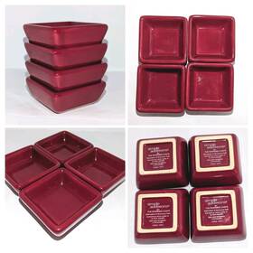 107c Pampered Chef Simple Additions Sauce Dip Bowls Cranberry Red 4 Petite Squares A