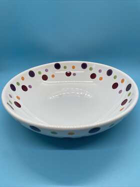 1210c Pampered Chef Euc Simple Additions By 8 Inch Polka Dots Pasta Serving Veggie Bowl