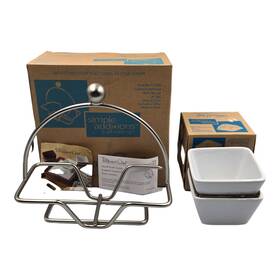 1910 Pampered Chef #1946 #1910 Simple Additions 2 Condiment Bowls And Caddy In Boxes