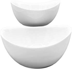 Partito Bella 744110541793 Stackable Porcelain Bowl Set - White Large And Medium Serving