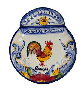 A121 Pascoal Alcobaca Olive Dish Portugal Rooster Hand Painted Ceramic 7 Inch