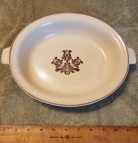 6-011 Pfaltzgraff Village Usa Rimmed Oval Bowl Measures 11-1/4 Handle To