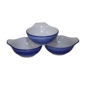91175 Pier 1 3 Blue Rice Bowls Set White