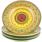 Pier Etrusco Earthenware Red Orange Bands Swirl Dots Soup Pasta